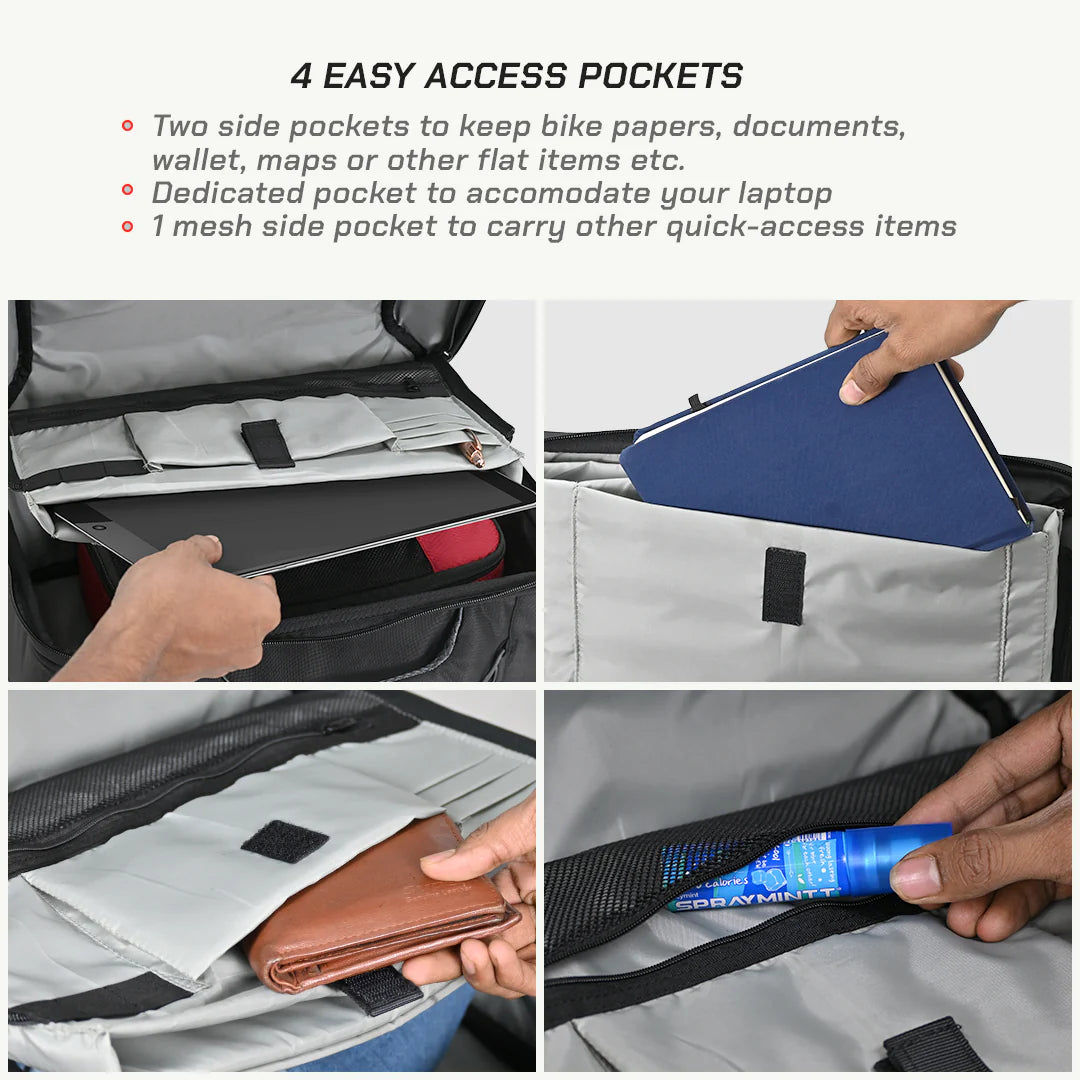 color_common ViaTerra quick release saddlebag (30l) have 4 easy access pockets