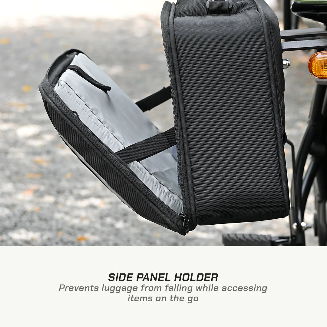 color_common ViaTerra quick release saddlebag (30l) with side panel holder