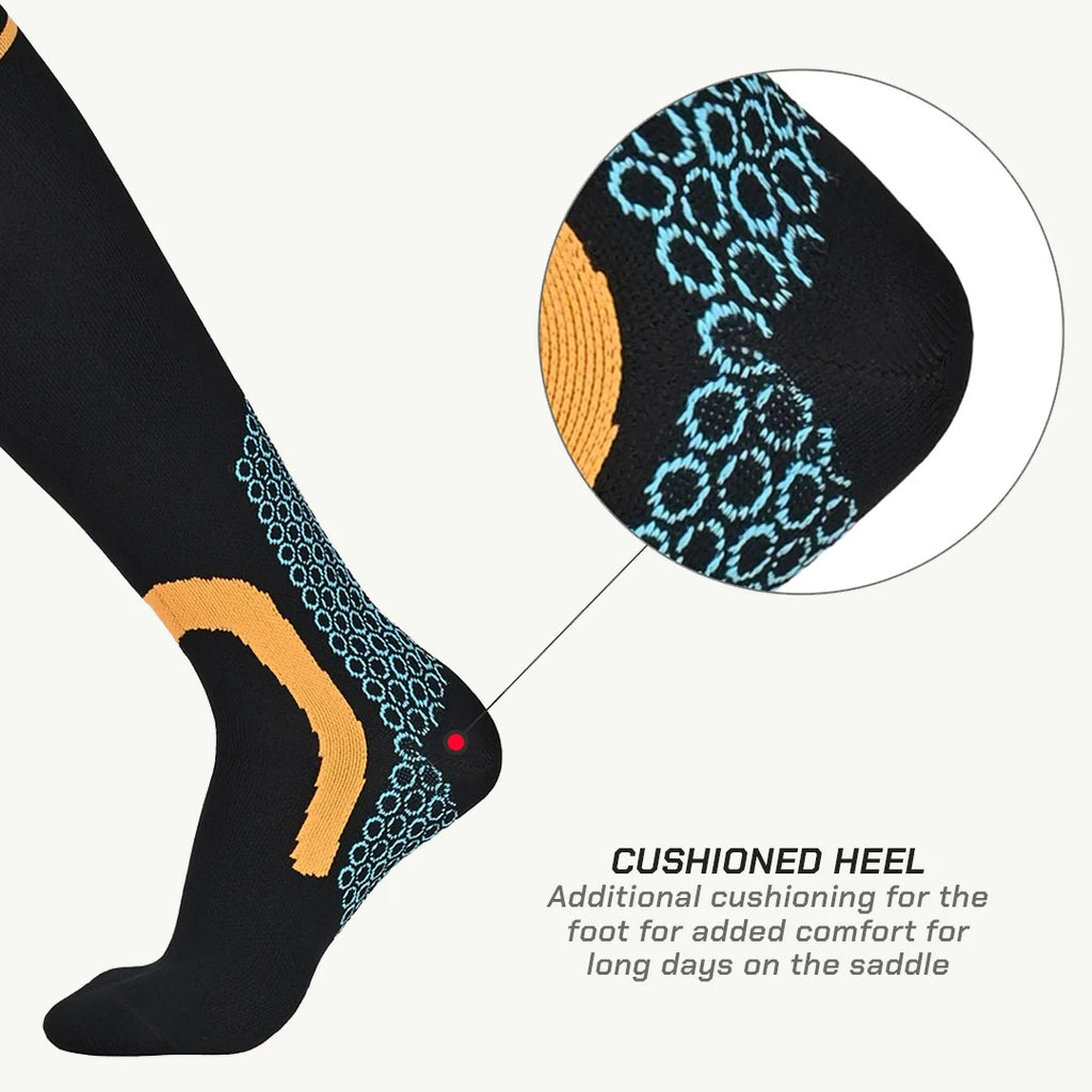 color_common Randy Sun Waterproof Knee High Socks have cushioned heel