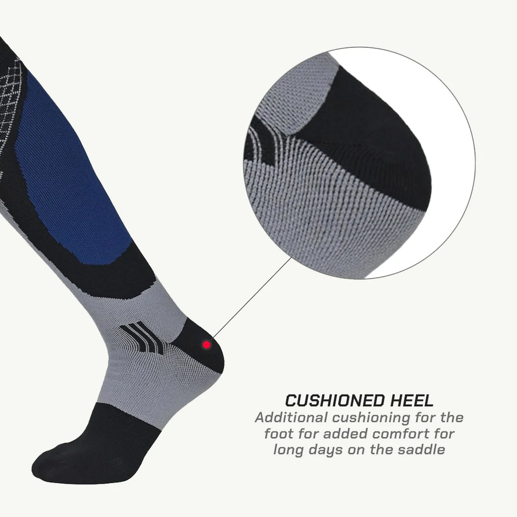 color_common Randy Sun Knee High Waterproof Socks have cushioned heel