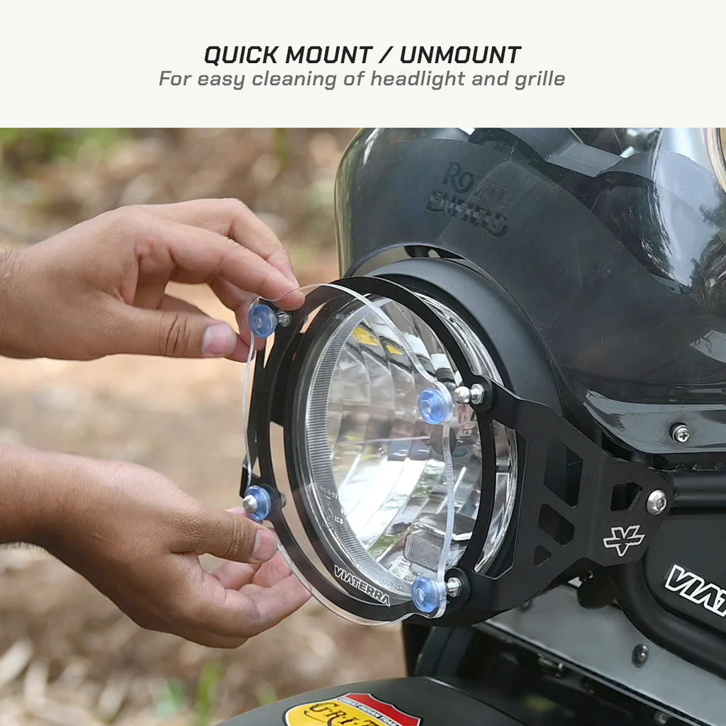 color_common Headlight Guard for Royal Enfield Himalayan - Clear Shield - Quick Mount/Unmount