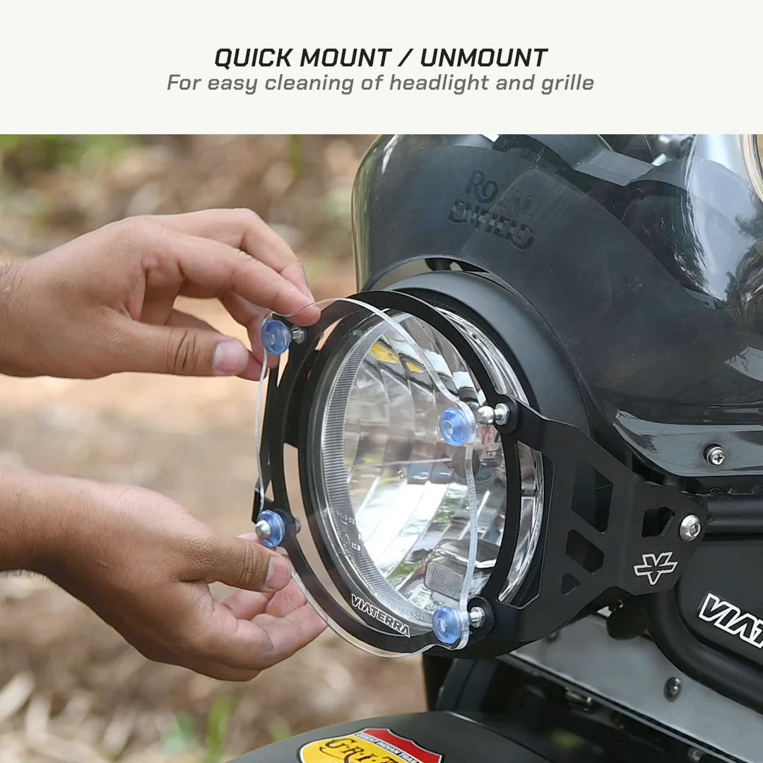 color_common Headlight Guard for Royal Enfield Himalayan - Clear Shield - Quick Mount/Unmount