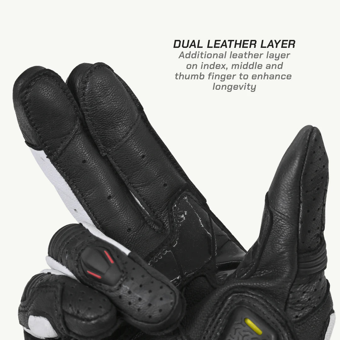 color_common ViaTerra shifter – short motorcycle leather riding gloves have dual leather layer