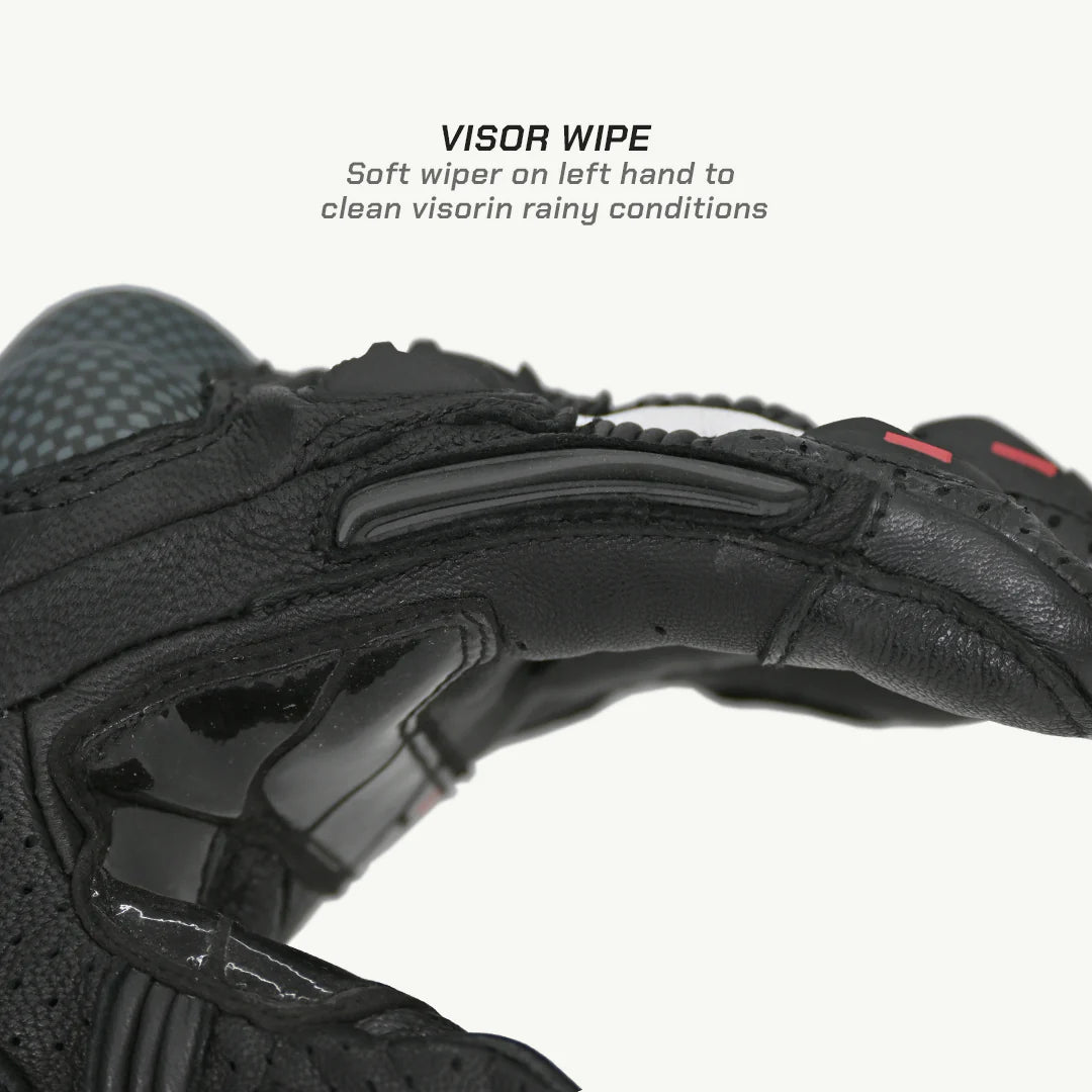 color_common ViaTerra shifter – short motorcycle leather riding gloves that have visor wipe