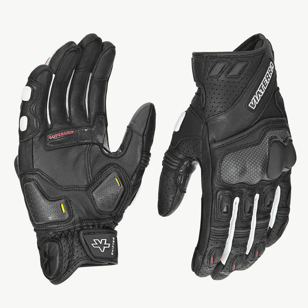 color_black ViaTerra shifter – short motorcycle leather riding gloves -black