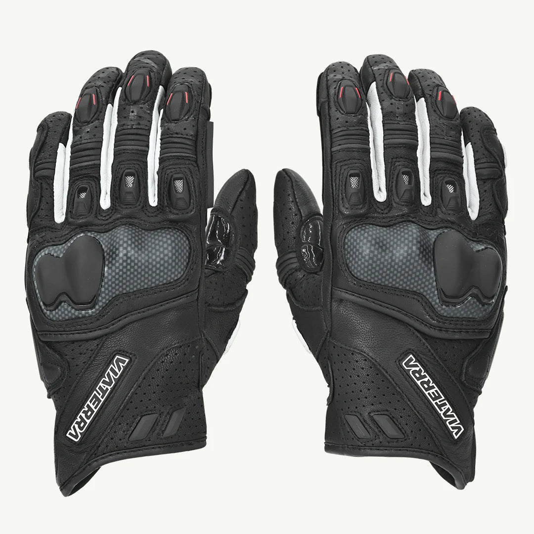 color_black ViaTerra shifter – short motorcycle leather riding gloves - black-1