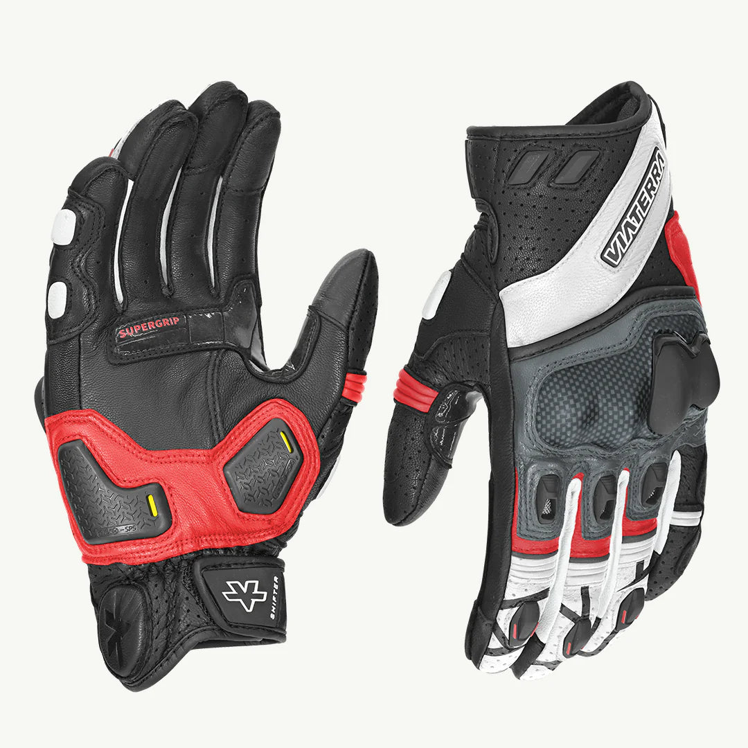 color_red ViaTerra shifter – short motorcycle leather riding gloves -red