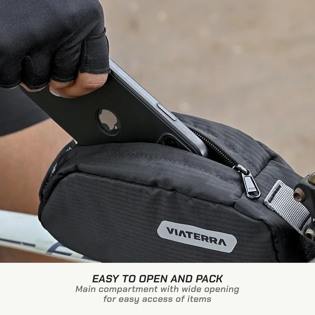 color_common ViaTerra top tube cycling bag is easy to open and pack