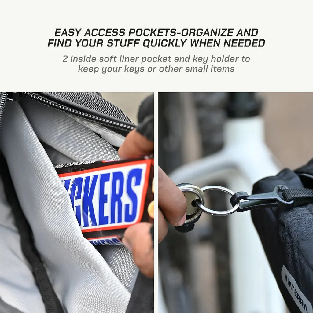 color_common ViaTerra top tube cycling bag has easy access pockets