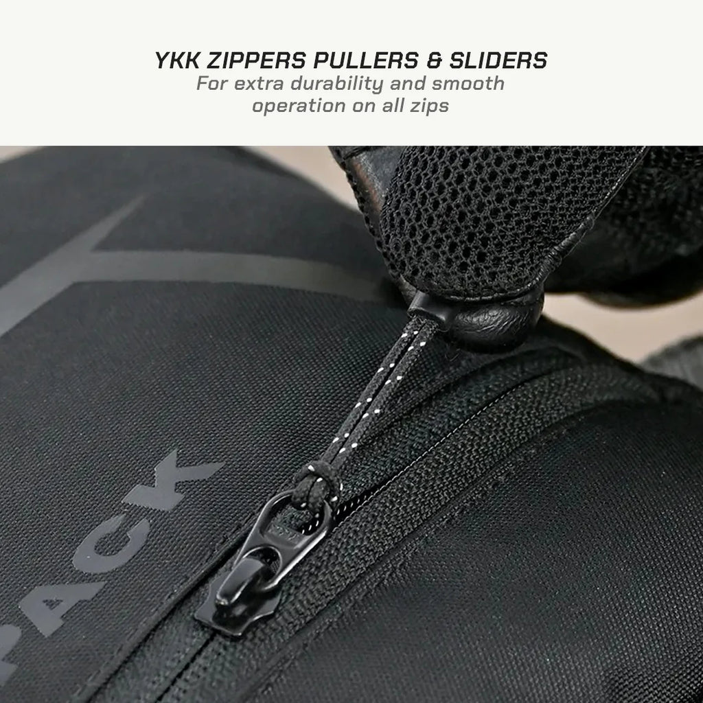 color_common ViaTerra trailpack for bmw g 310 gs has YKK zippers, puller and sliders