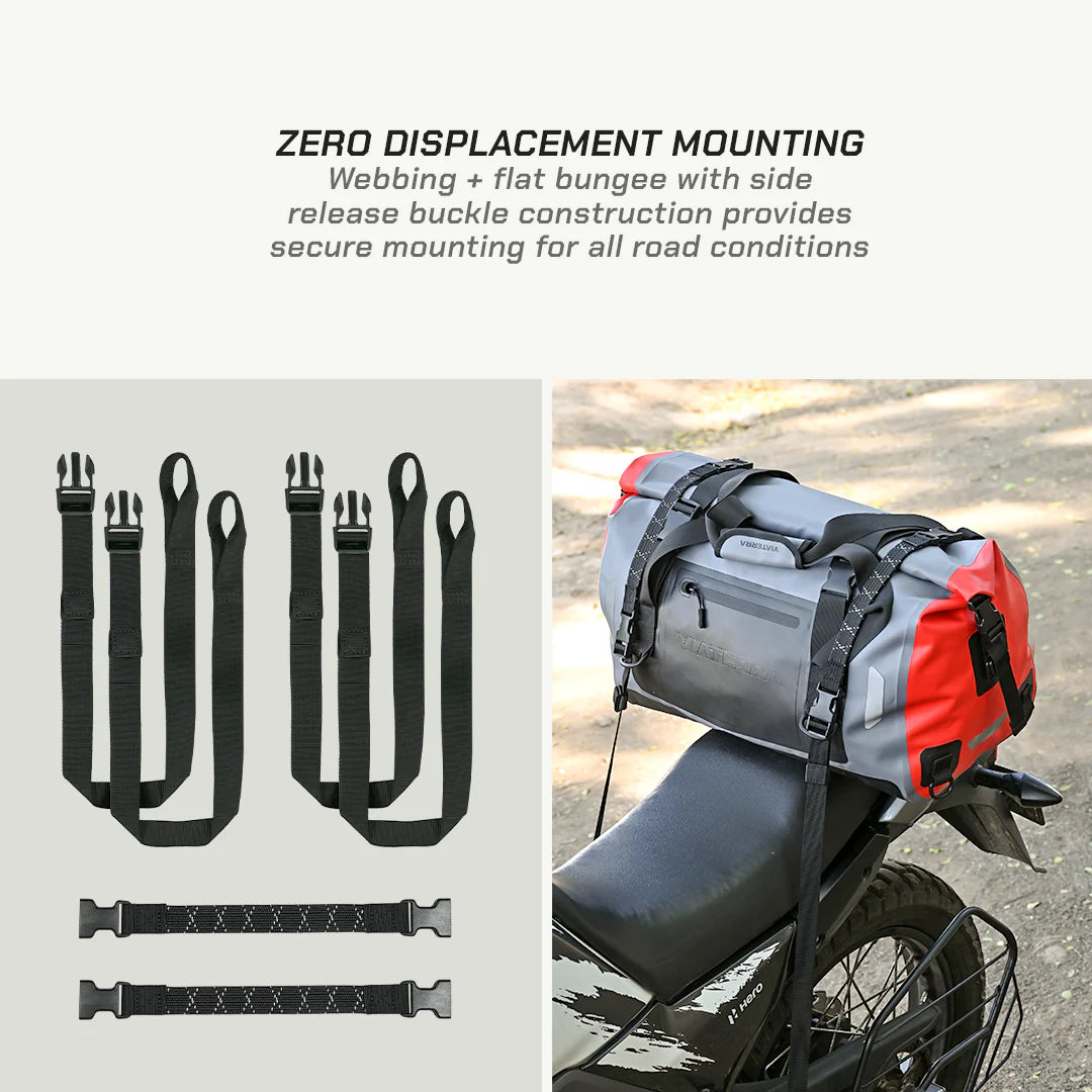 color_common ViaTerra drybag 40l - 100% waterproof motorcycle tailbag (universal) with zero displacement mounting