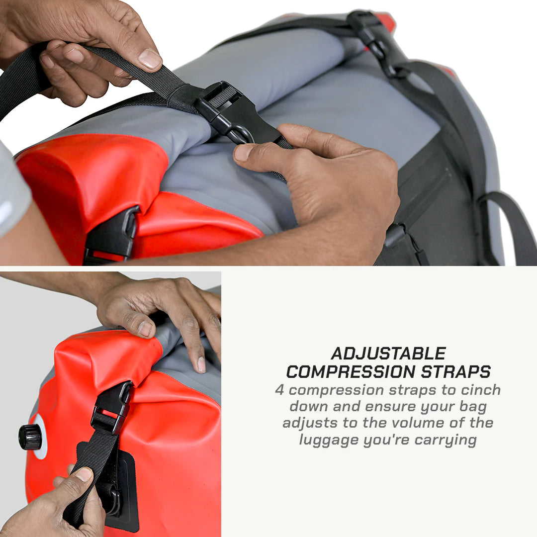 color_common ViaTerra drybag 40l - 100% waterproof motorcycle tailbag (universal) with adjustable compression straps