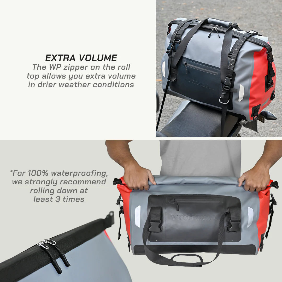 color_common ViaTerra drybag 40l - 100% waterproof motorcycle tailbag (universal) has extra volume