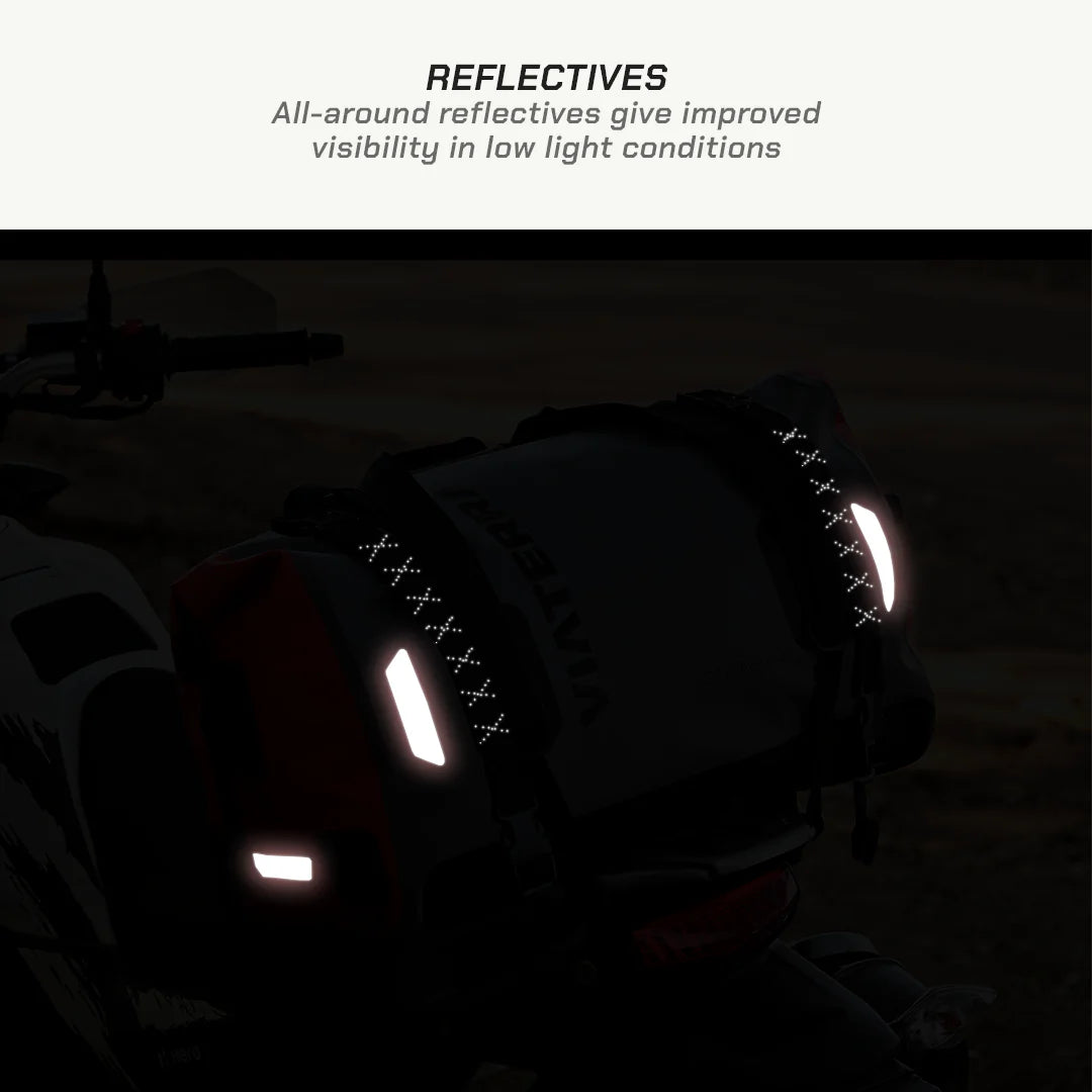 color_common ViaTerra drybag 40l - motorcycle tailbag (universal) has reflective all around