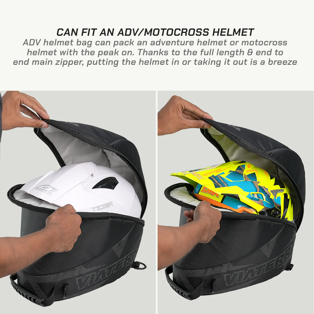color_common ViaTerra Essentials ADV Helmet Bag can fit an ADV/motocross helmet