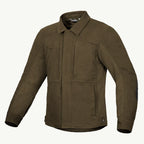 color_Khaki  jacket with multiple pockets on a white background